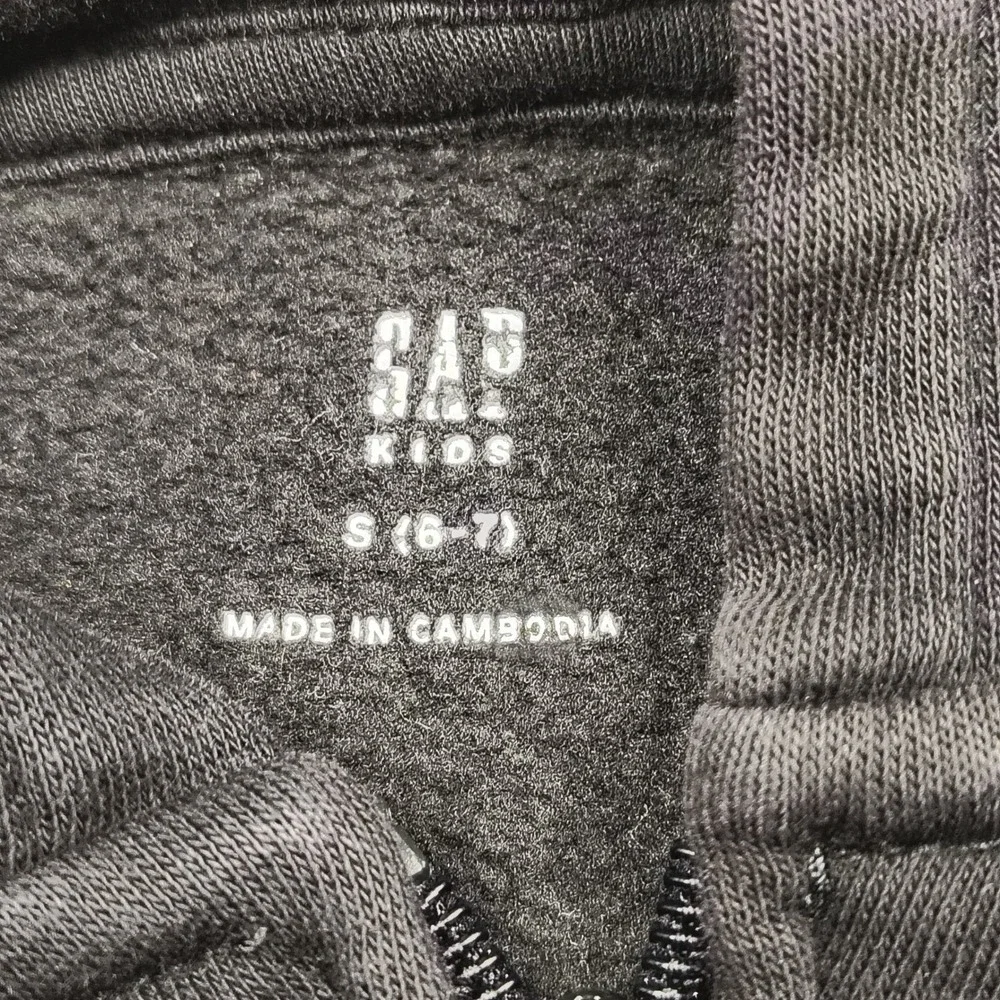 GAP Kids Boys Girls Black Arch Logo Full‎ Zip Hoodie Sweatshirt Size S 6-7